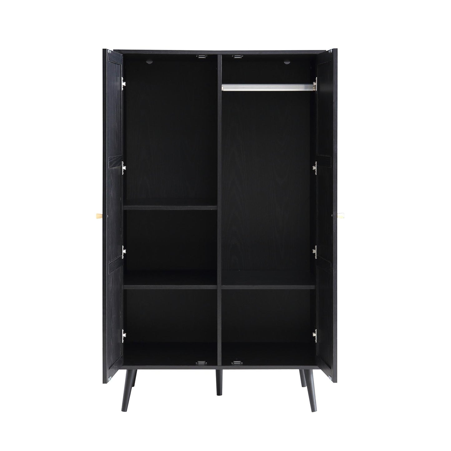 Armoire double compacte en rotin tressé Frances, noire
