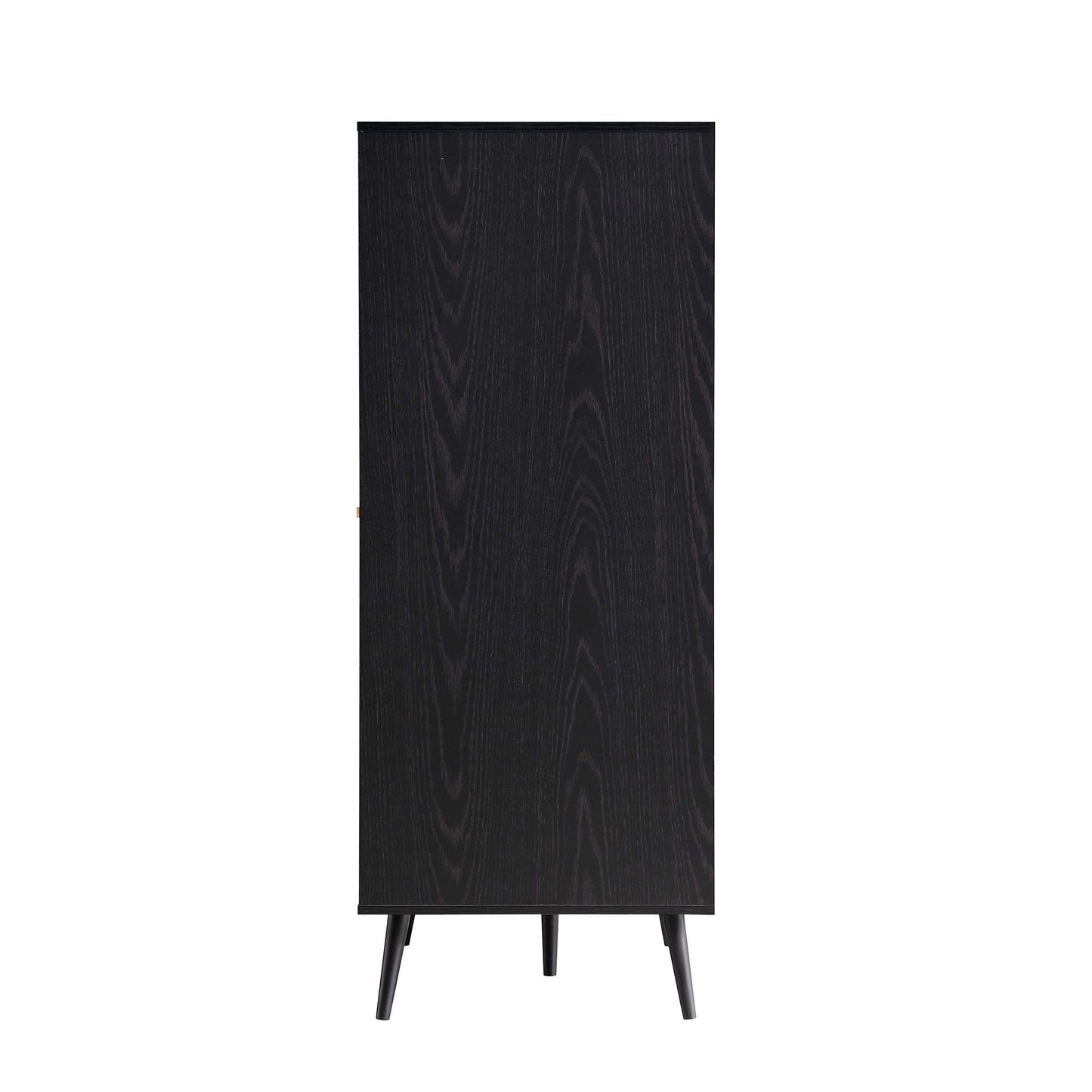 Armoire double compacte en rotin tressé Frances, noire