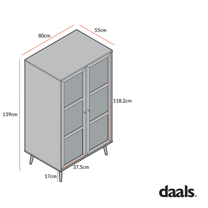 Armoire double compacte en rotin tressé Frances, blanche