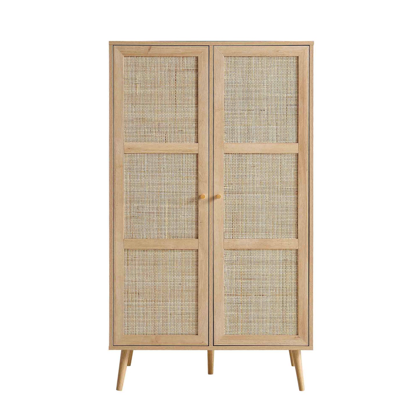 Armoire double compacte en rotin tressé Frances, naturel