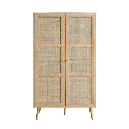 Armoire double compacte en rotin tressé Frances, naturel