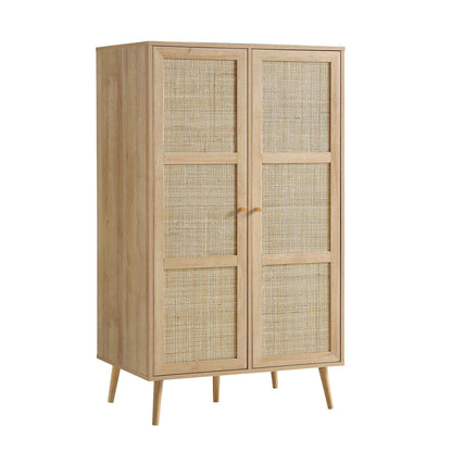 Armoire double compacte en rotin tressé Frances, naturel