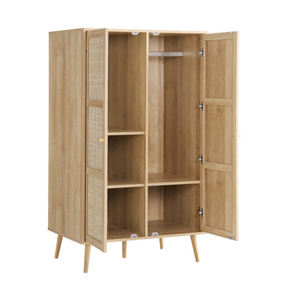 Armoire double compacte en rotin tressé Frances, naturel