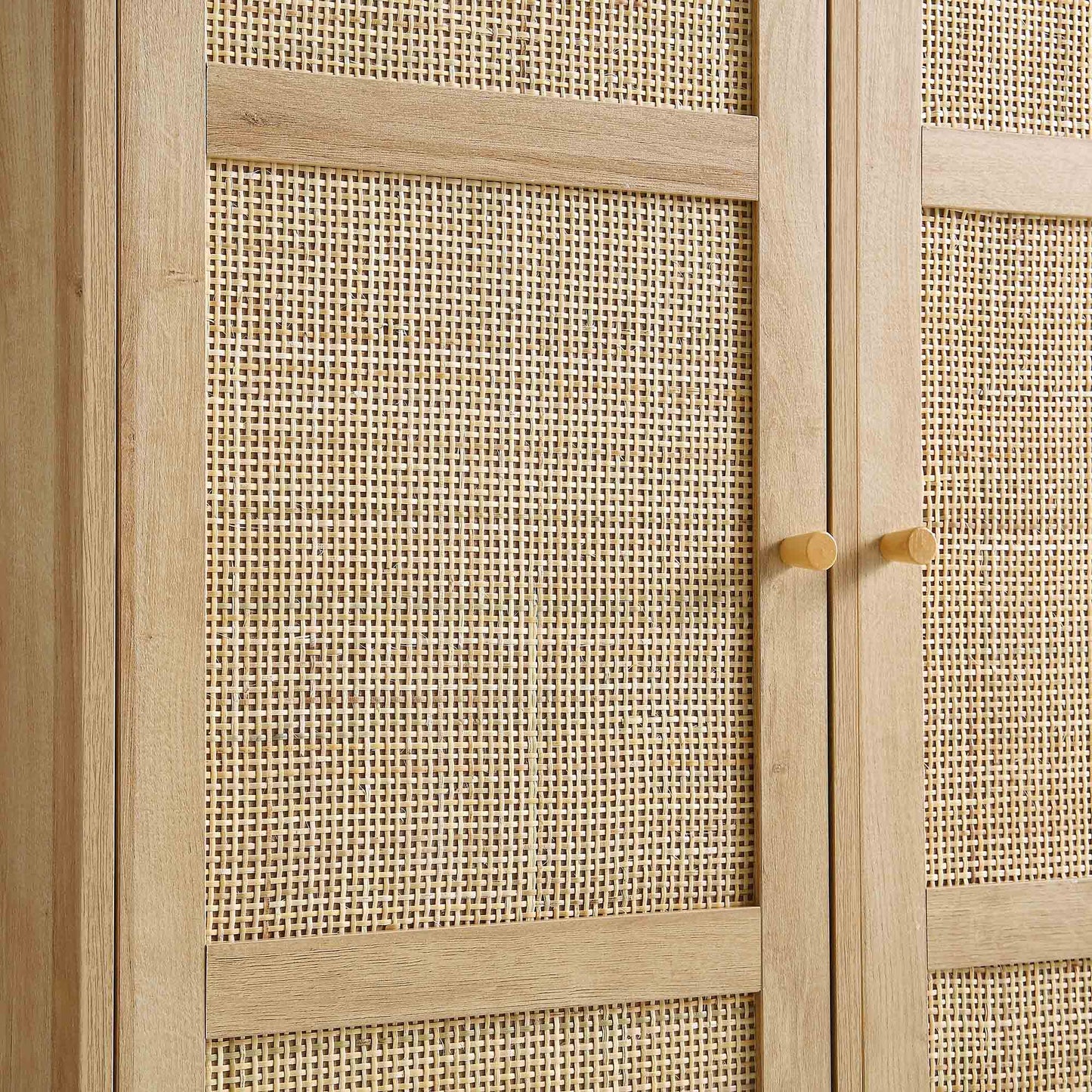 Armoire double compacte en rotin tressé Frances, naturel