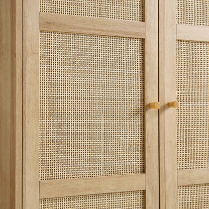 Armoire double compacte en rotin tressé Frances, naturel