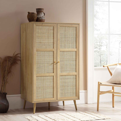 Armoire double compacte en rotin tressé Frances, naturel