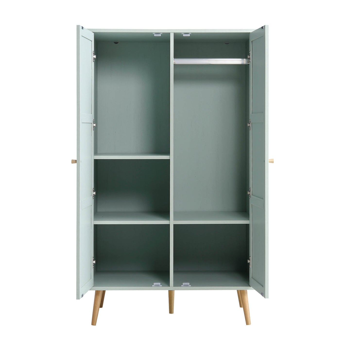 Armoire double compacte en rotin tressé Frances, vert menthe