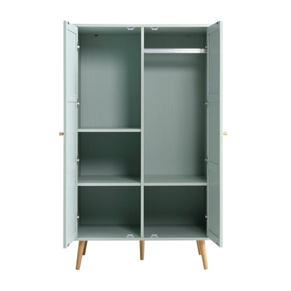 Armoire double compacte en rotin tressé Frances, vert menthe