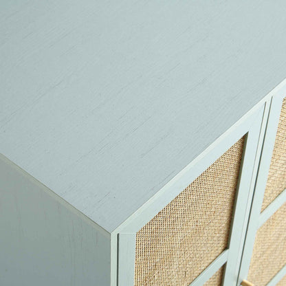 Armoire double compacte en rotin tressé Frances, vert menthe