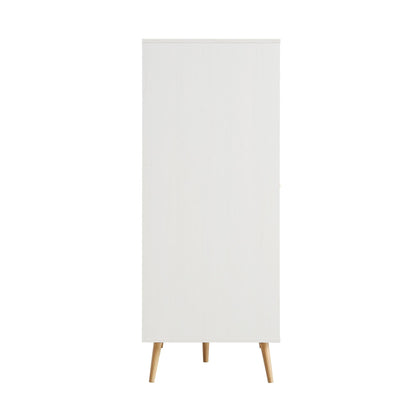 Armoire double compacte en rotin tressé Frances, blanche