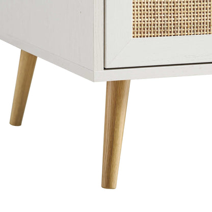 Armoire double compacte en rotin tressé Frances, blanche