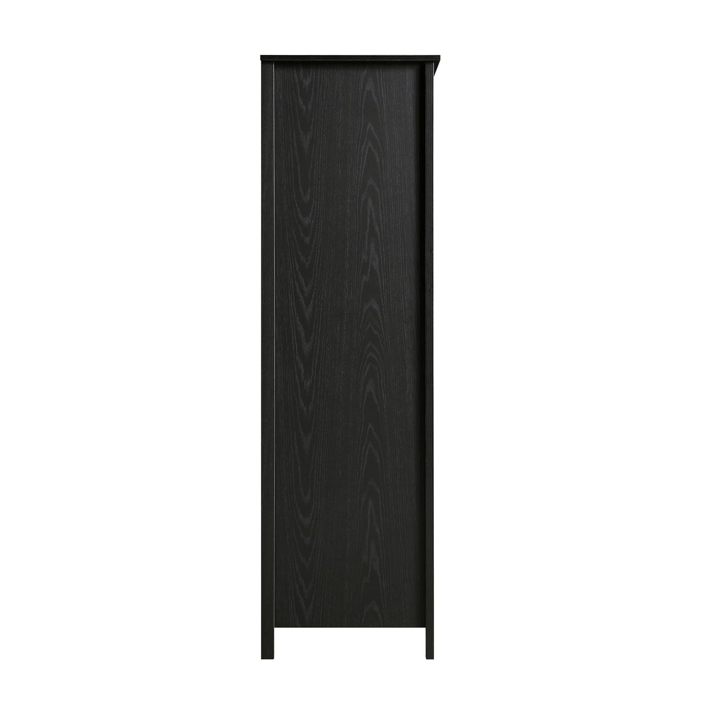 Armoire triple en rotin Frances avec 2 tiroirs, noire
