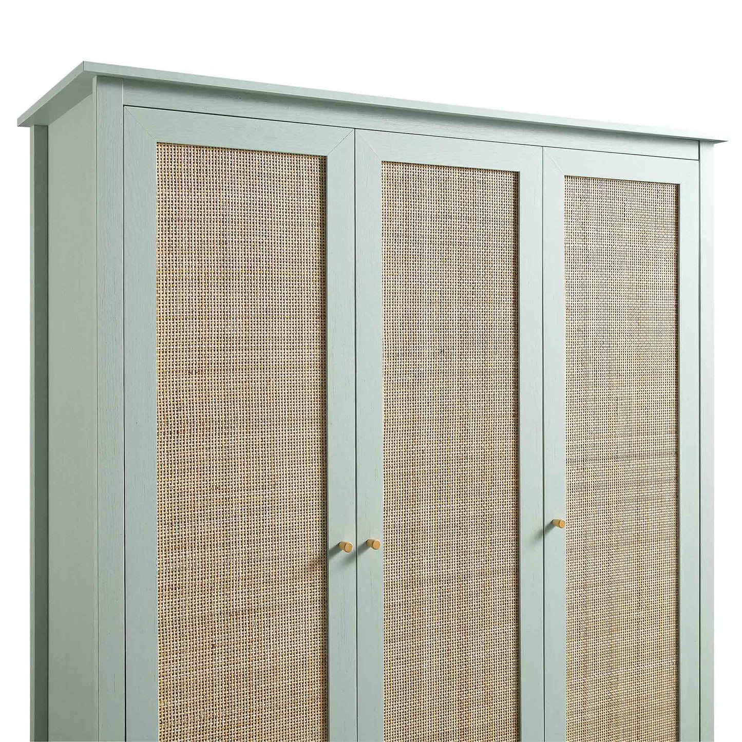 Armoire triple en rotin Frances avec 2 tiroirs, menthe