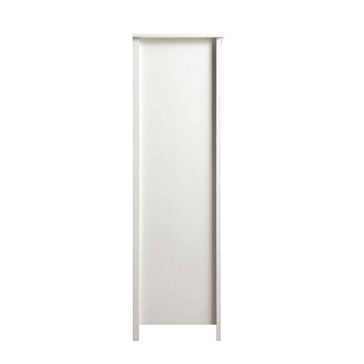 Armoire triple en rotin Frances avec 2 tiroirs, blanche