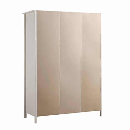 Armoire triple en rotin Frances avec 2 tiroirs, blanche