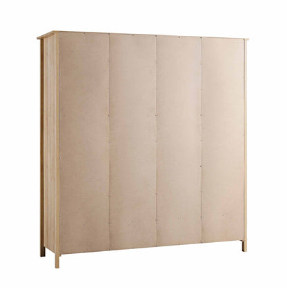Armoire 4 portes en rotin Frances avec 2 tiroirs, couleur naturelle