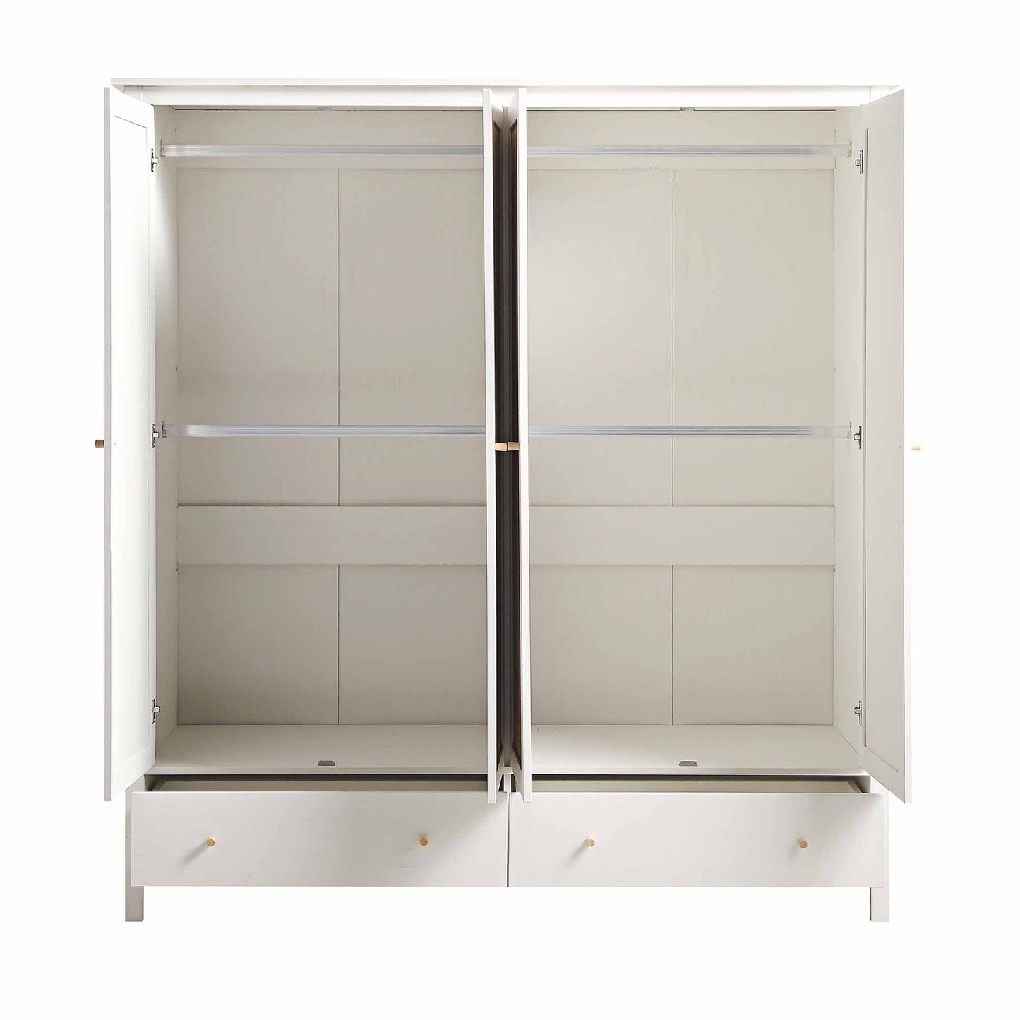 Armoire 4 portes en rotin Frances avec 2 tiroirs, blanche