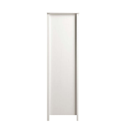 Armoire 4 portes en rotin Frances avec 2 tiroirs, blanche