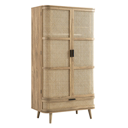Armoire double en rotin courbé Izzy, naturel