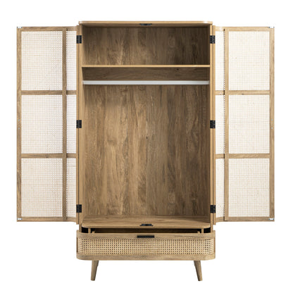 Armoire double en rotin courbé Izzy, naturel