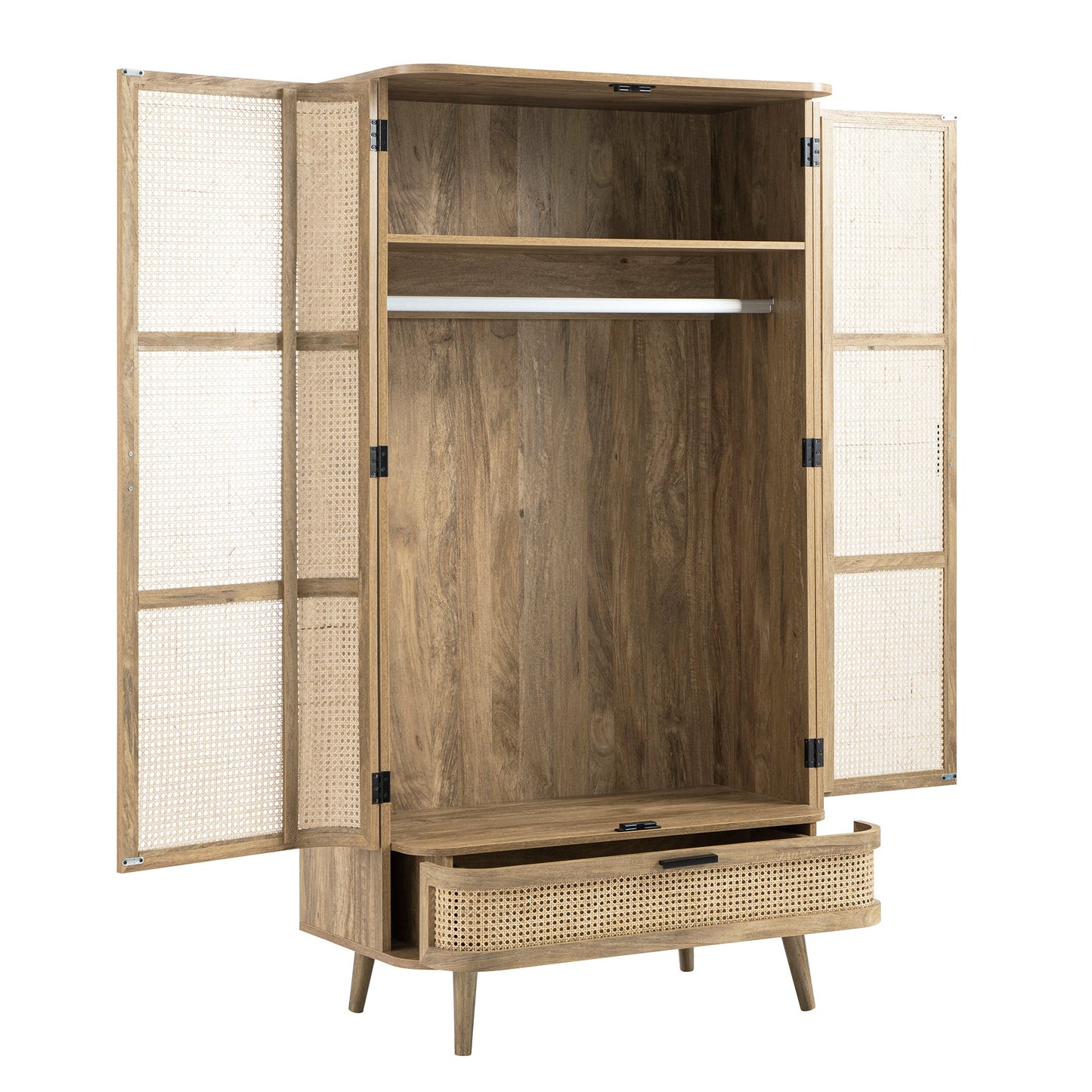 Armoire double en rotin courbé Izzy, naturel