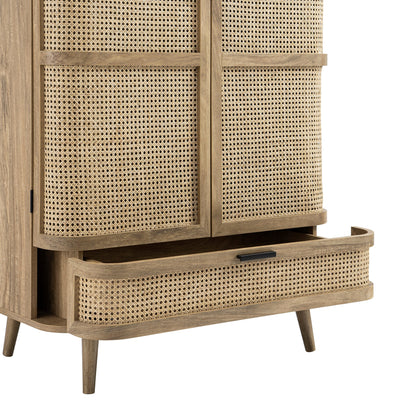 Armoire double en rotin courbé Izzy, naturel