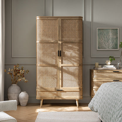 Armoire double en rotin courbé Izzy, naturel