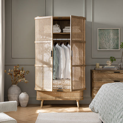 Armoire double en rotin courbé Izzy, naturel