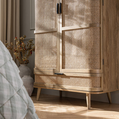 Armoire double en rotin courbé Izzy, naturel