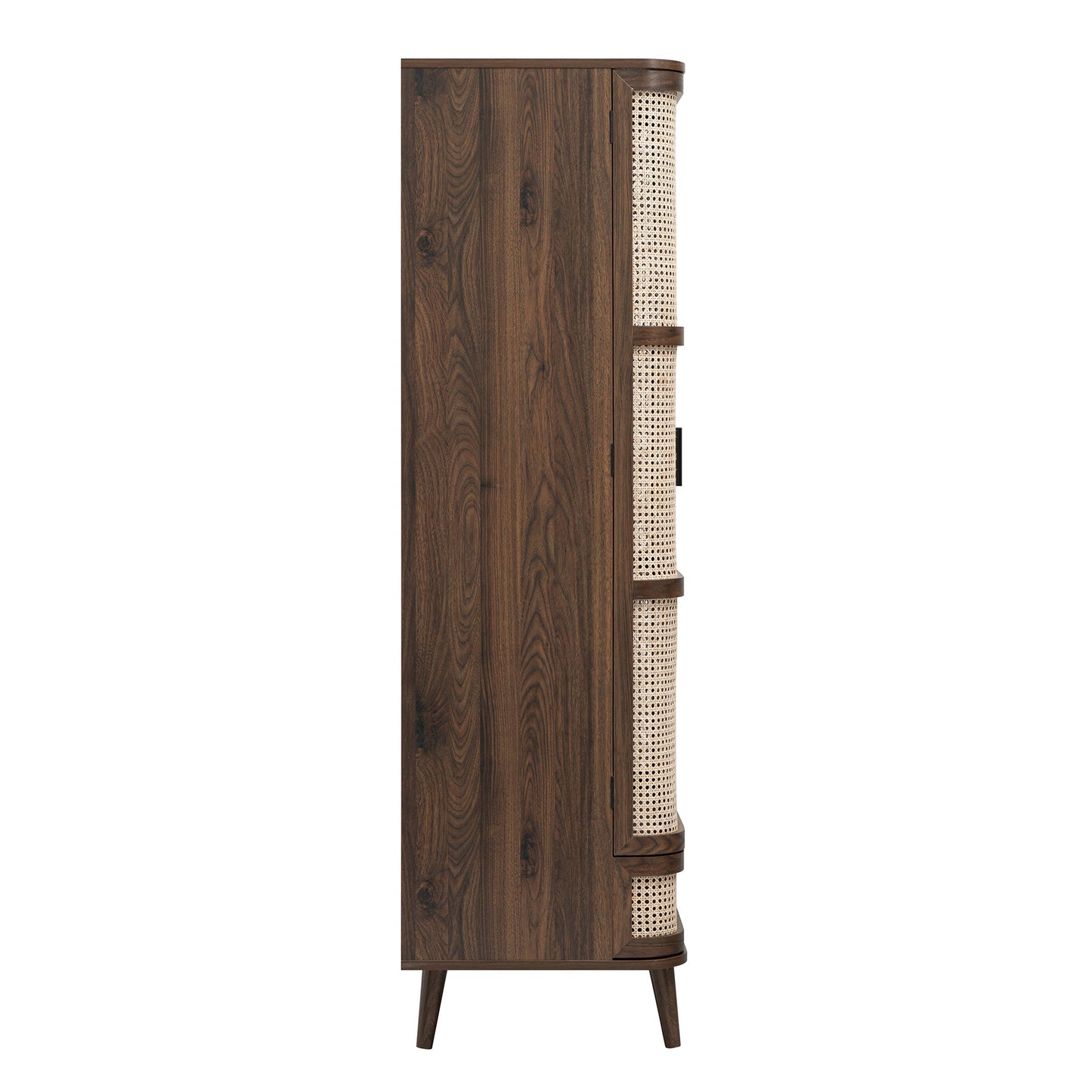 Armoire double en rotin courbé Izzy, noyer