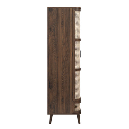 Armoire double en rotin courbé Izzy, noyer