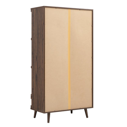 Armoire double en rotin courbé Izzy, noyer