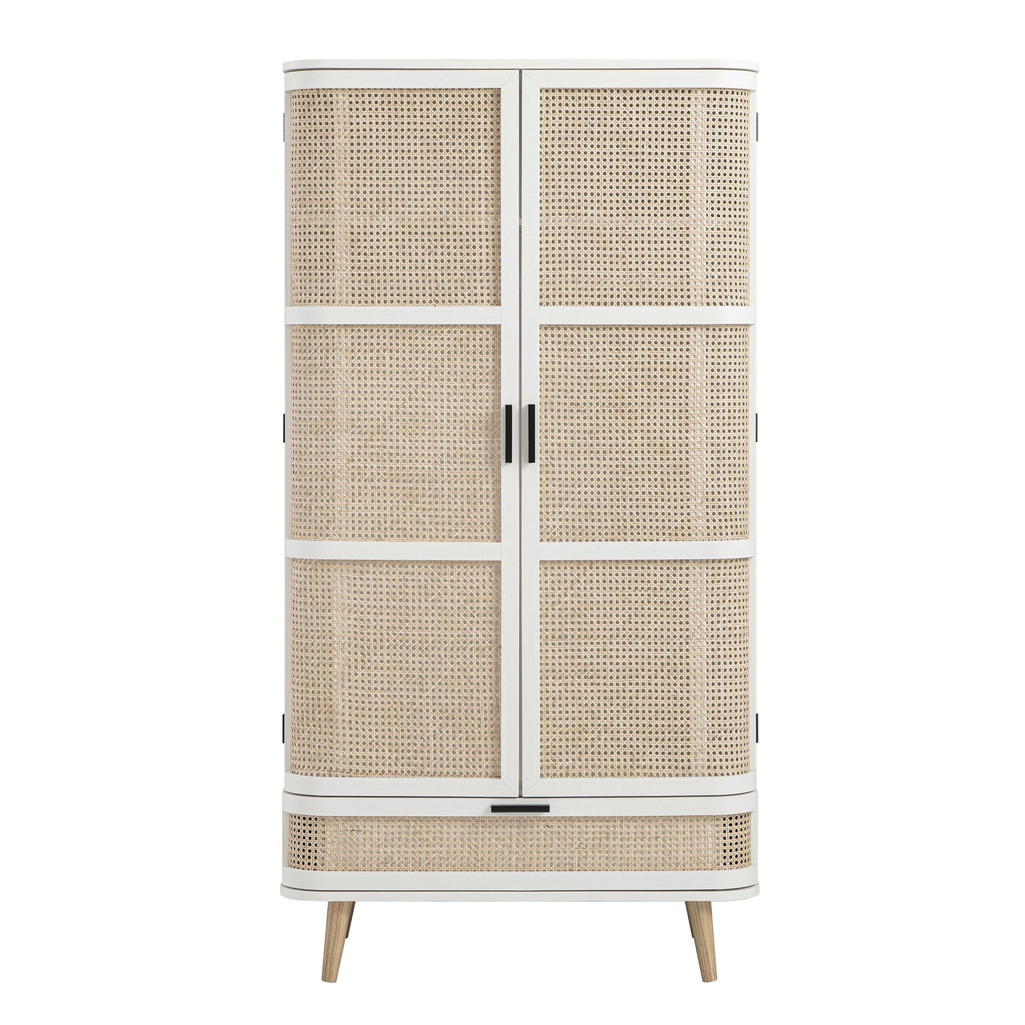 Armoire double courbée en rotin Izzy, blanche