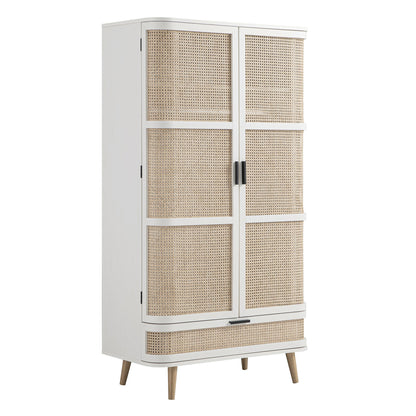 Armoire double courbée en rotin Izzy, blanche