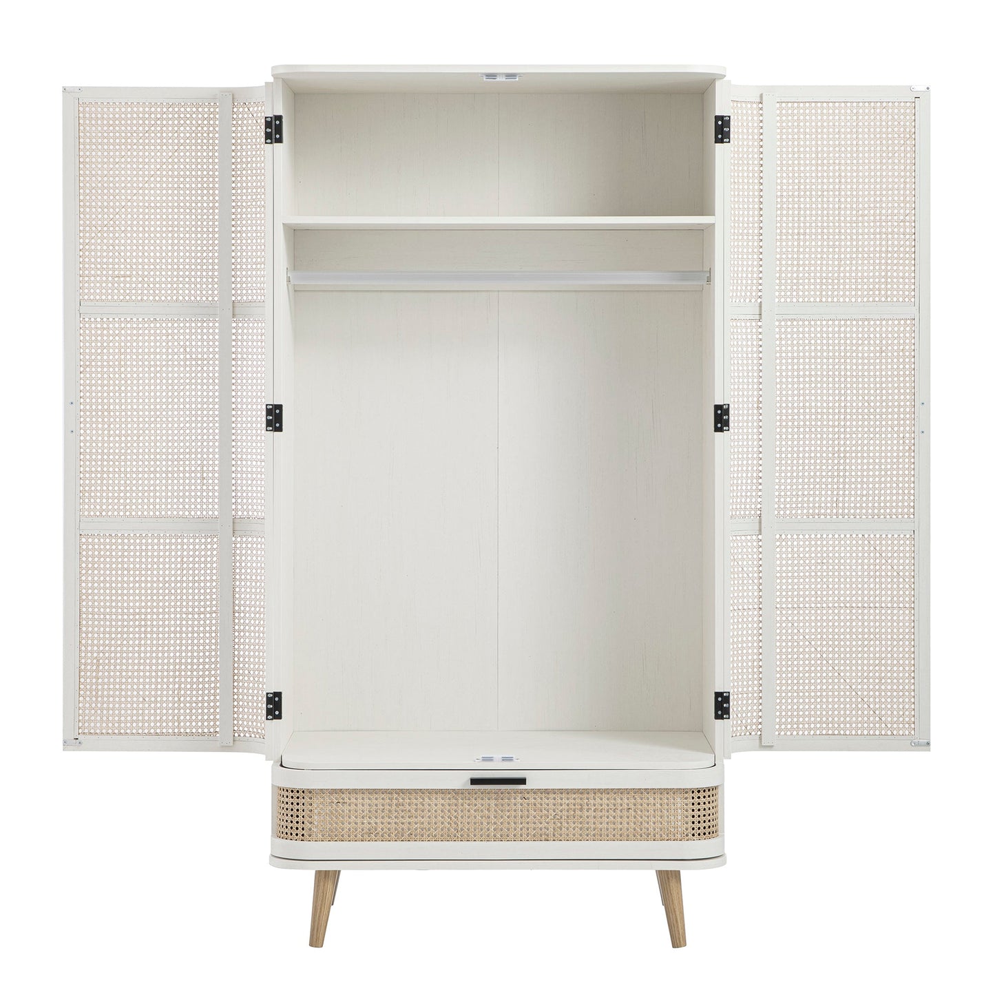 Armoire double courbée en rotin Izzy, blanche