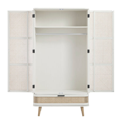 Armoire double courbée en rotin Izzy, blanche