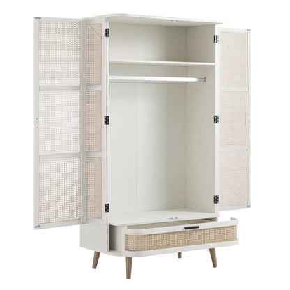 Armoire double courbée en rotin Izzy, blanche