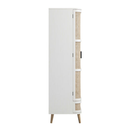 Armoire double courbée en rotin Izzy, blanche