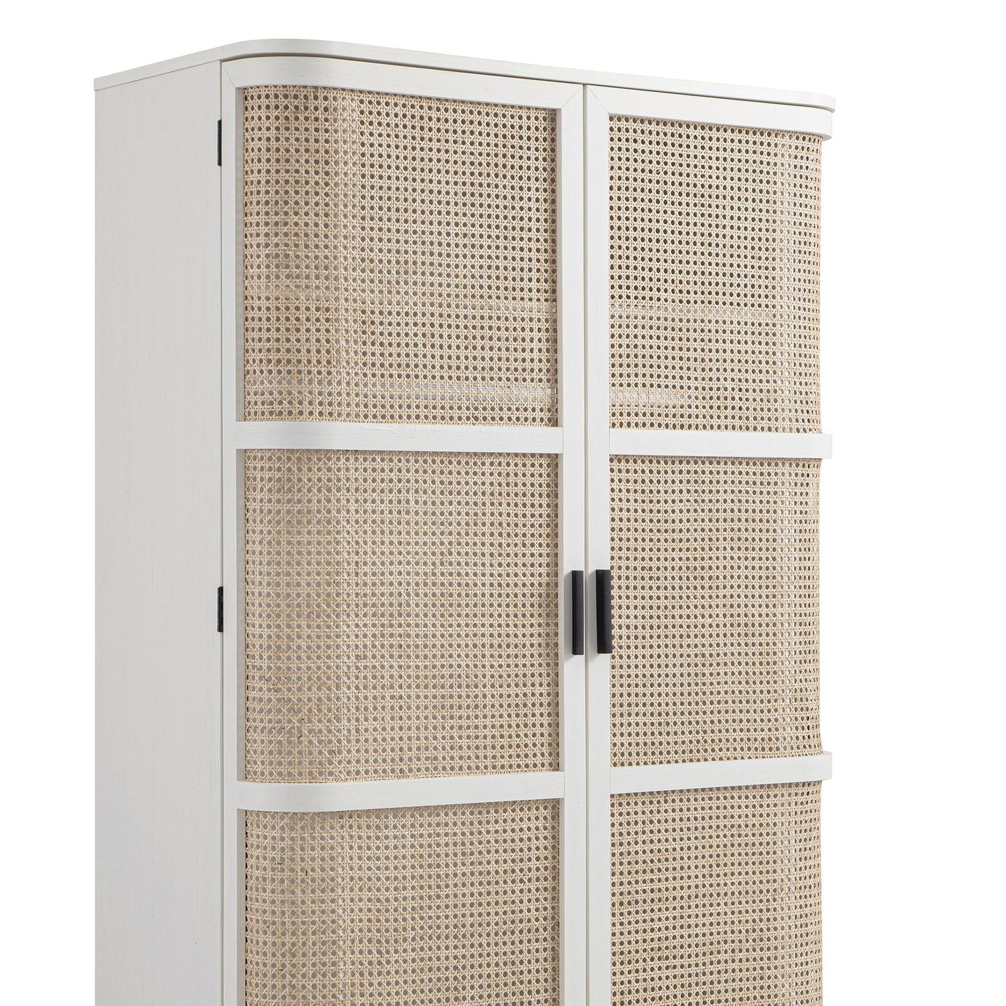 Armoire double courbée en rotin Izzy, blanche