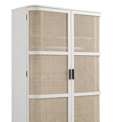 Armoire double courbée en rotin Izzy, blanche