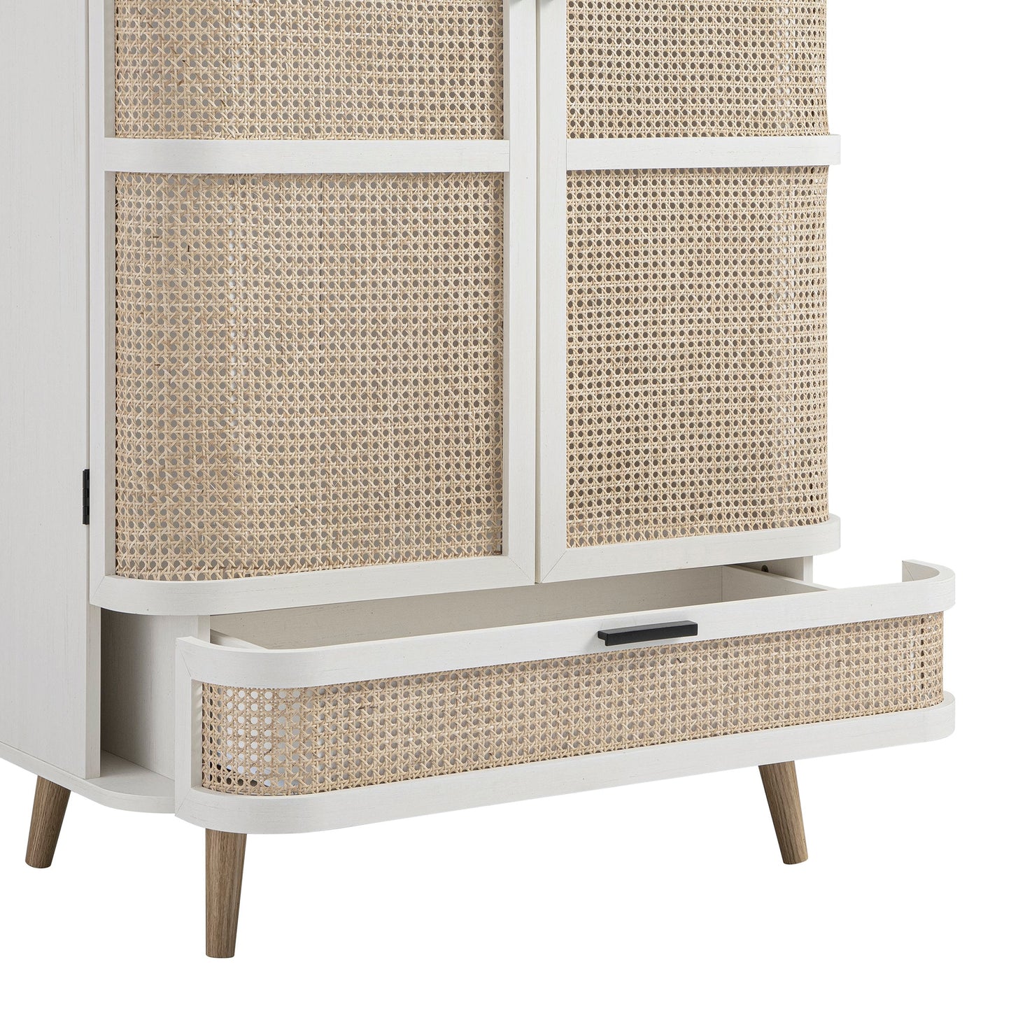 Armoire double courbée en rotin Izzy, blanche