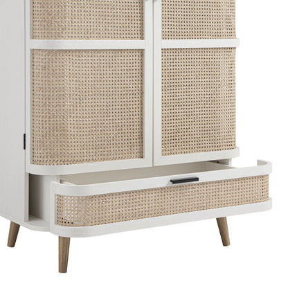 Armoire double courbée en rotin Izzy, blanche