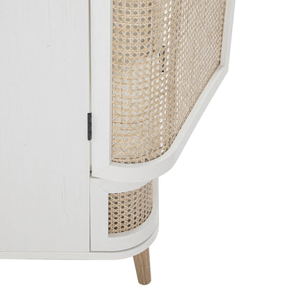 Armoire double courbée en rotin Izzy, blanche