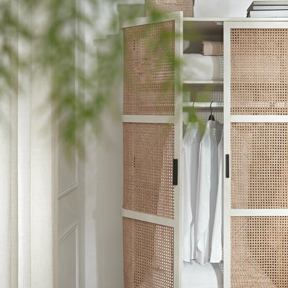 Armoire double courbée en rotin Izzy, blanche