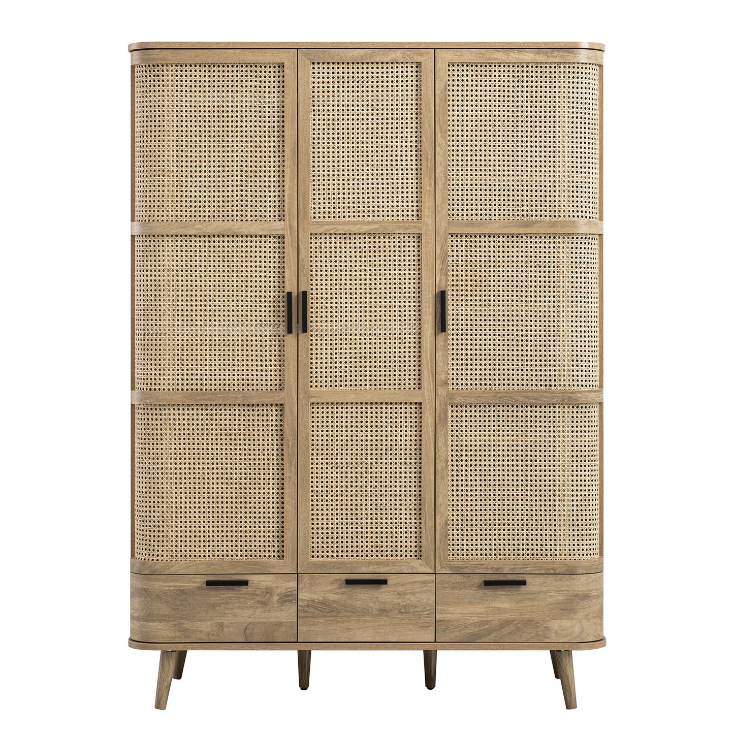 Armoire triple en rotin courbé Izzy, naturel