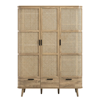 Armoire triple en rotin courbé Izzy, naturel