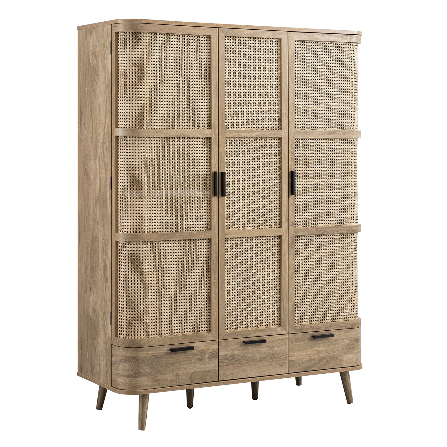 Armoire triple en rotin courbé Izzy, naturel