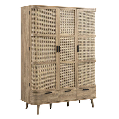 Armoire triple en rotin courbé Izzy, naturel