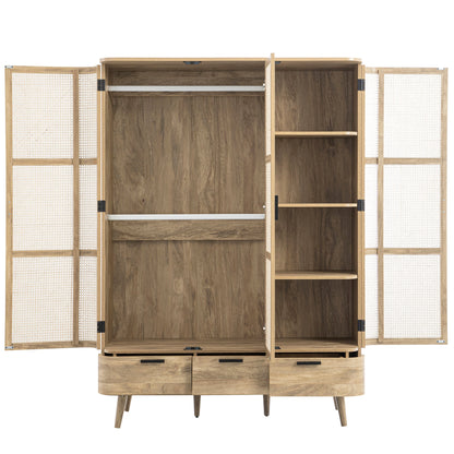 Armoire triple en rotin courbé Izzy, naturel