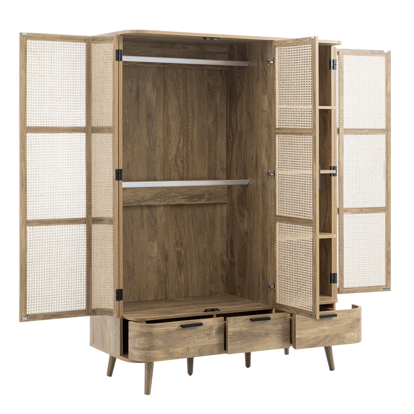 Armoire triple en rotin courbé Izzy, naturel